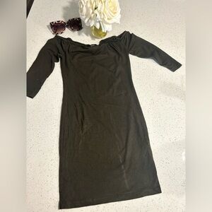 Forever 21 Long Sleeve olive green bodycon Dress, size small
